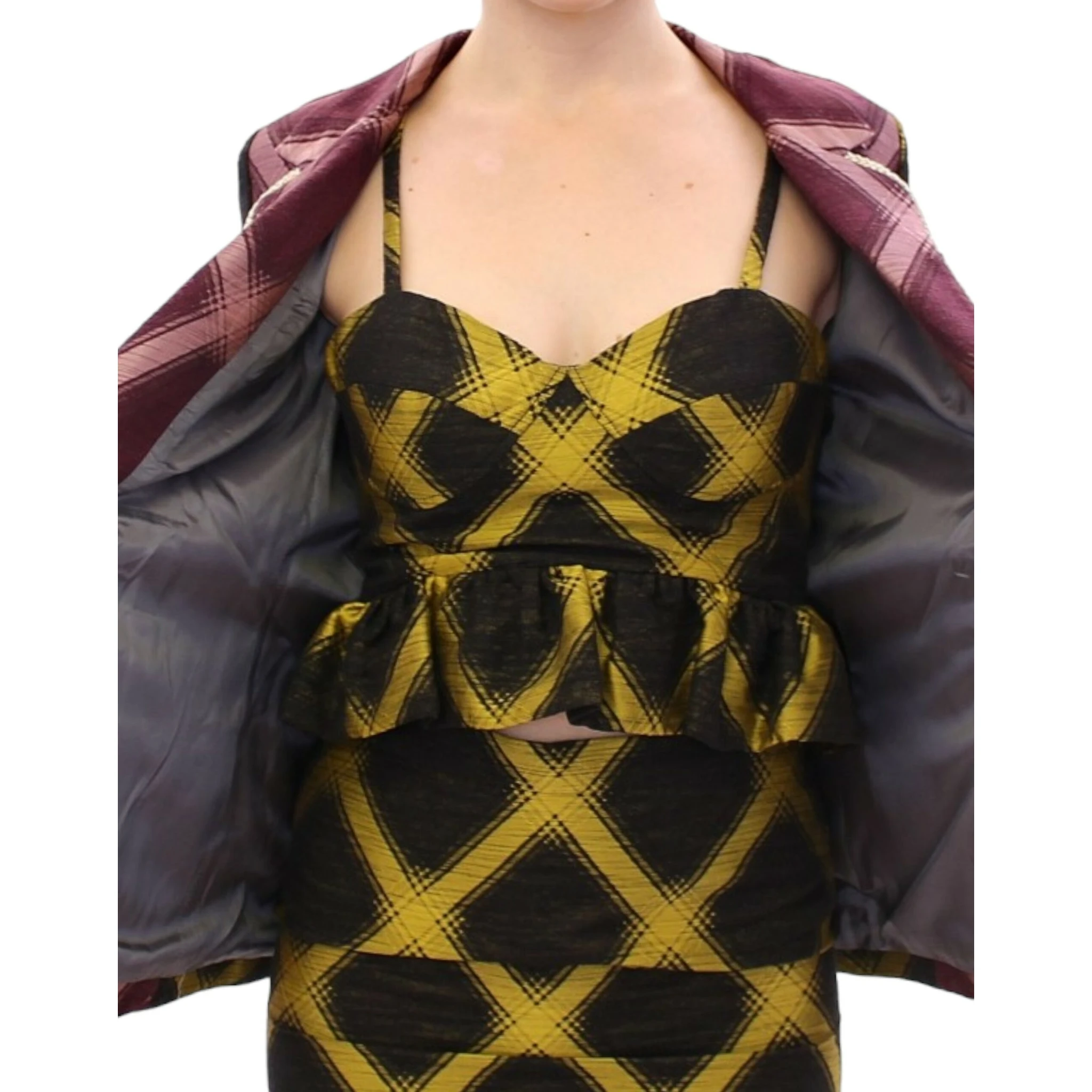 Purple checkered blazer jacket