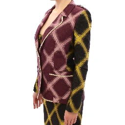 Purple checkered blazer jacket