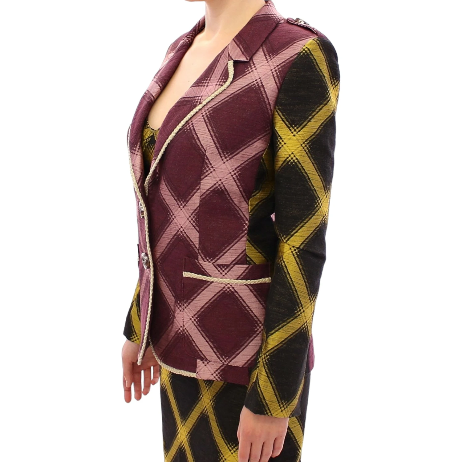 Purple checkered blazer jacket