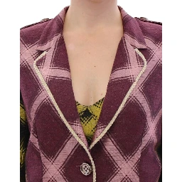 Purple checkered blazer jacket