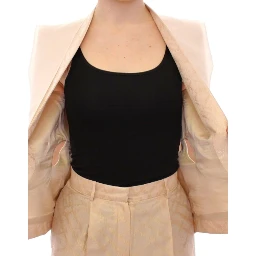 Beige brocade sleeveless jacket vest