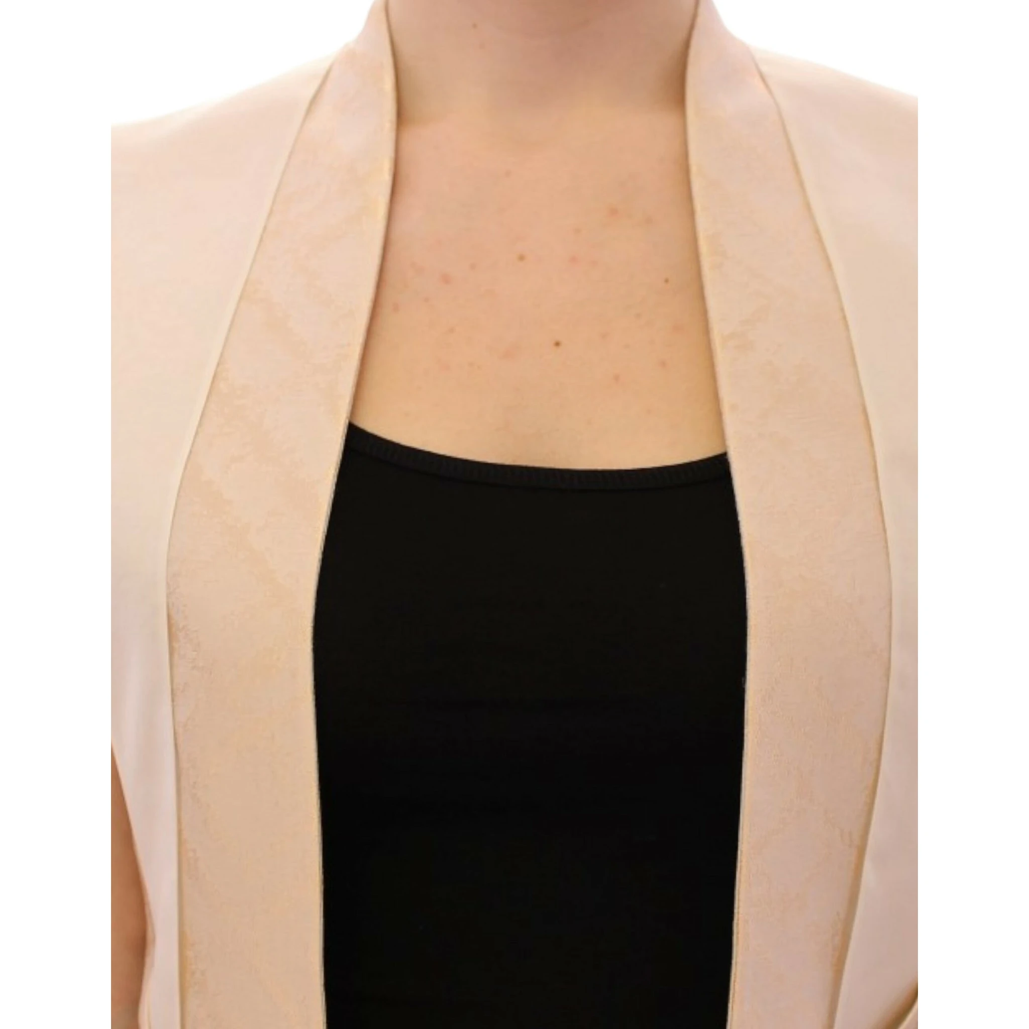 Beige brocade sleeveless jacket vest