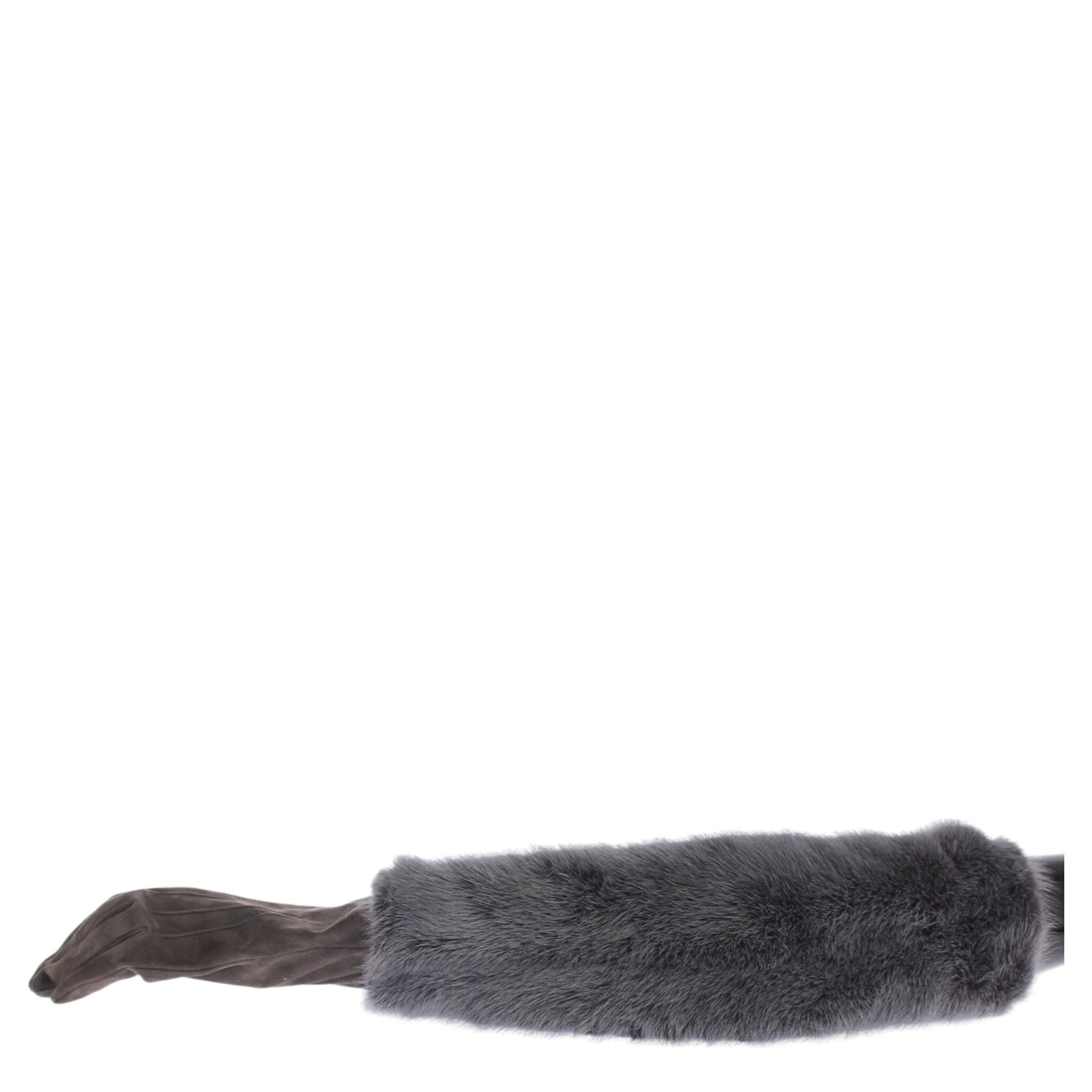 Gray Mink Fur Lambskin Suede Leather Gloves