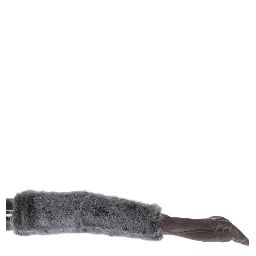 Gray Mink Fur Lambskin Suede Leather Gloves