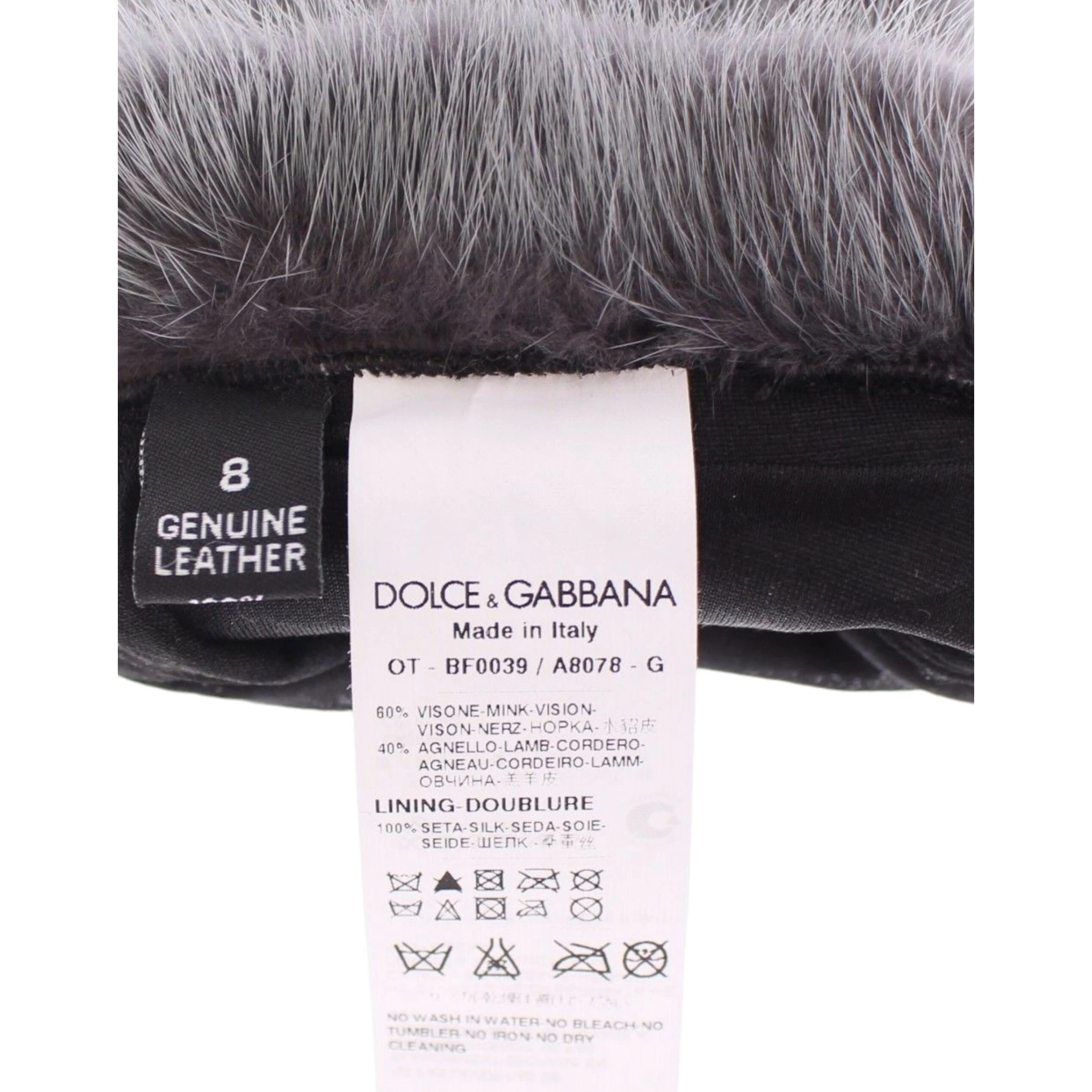 Gray Mink Fur Lambskin Suede Leather Gloves