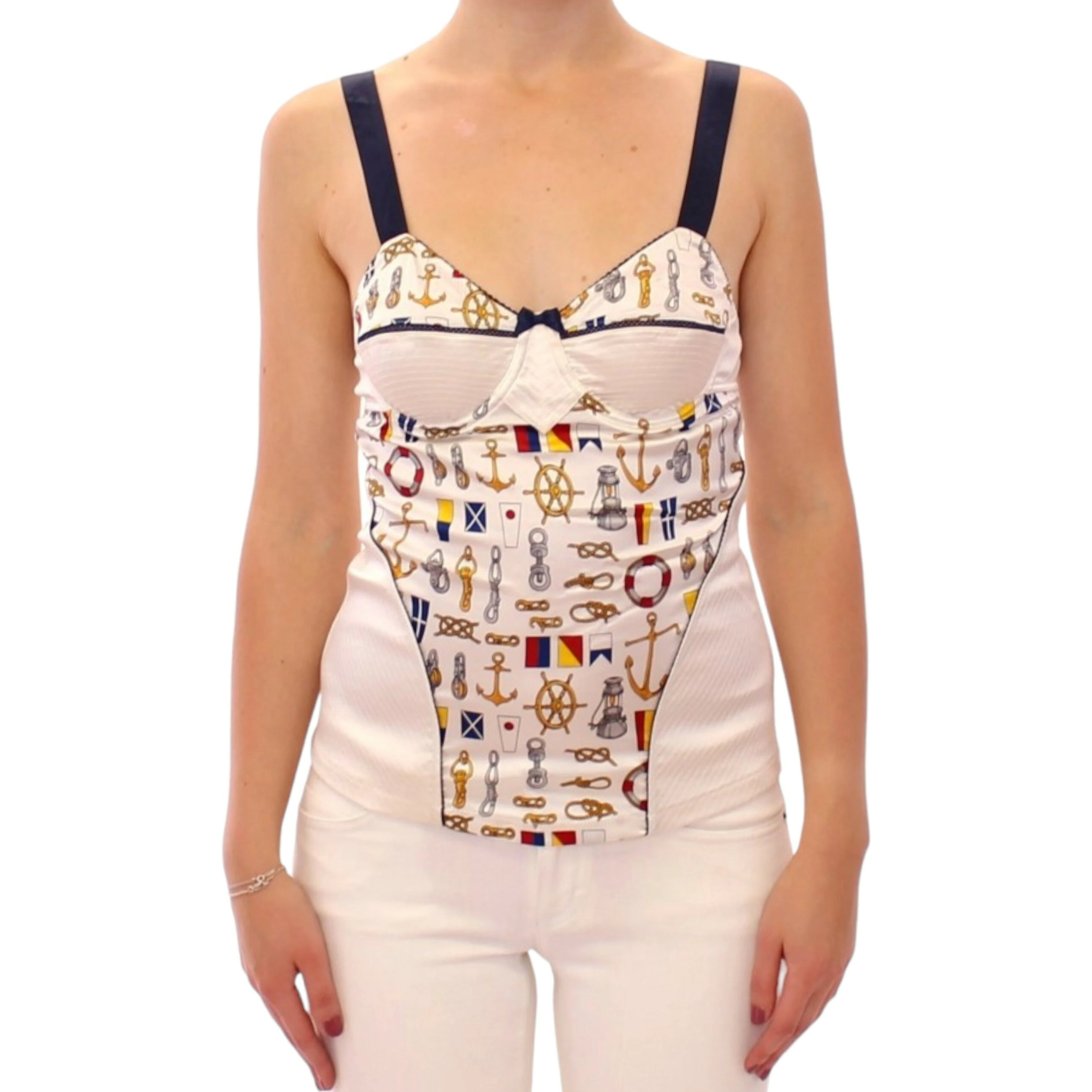 White Sailor Motive Tank Top
