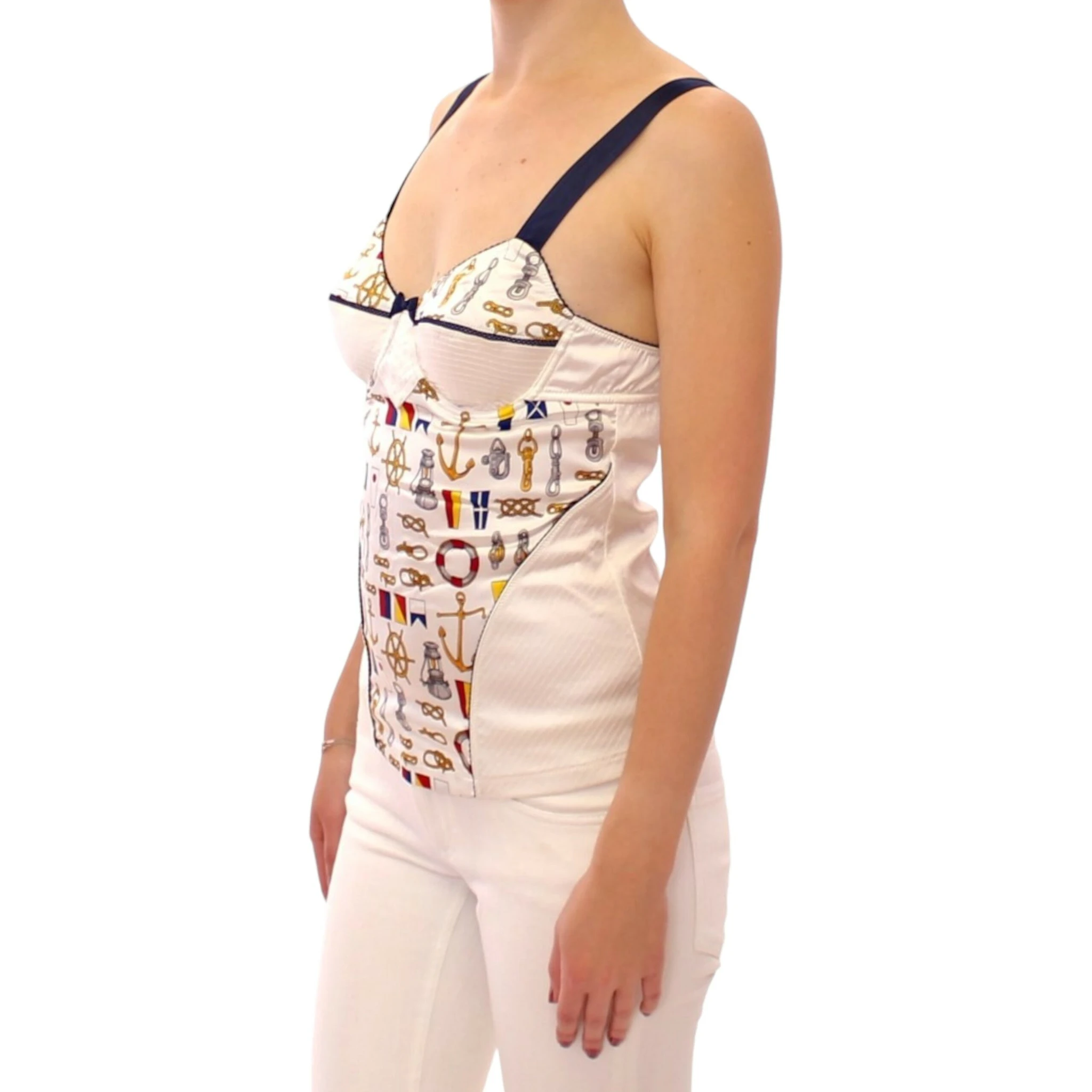 White Sailor Motive Tank Top