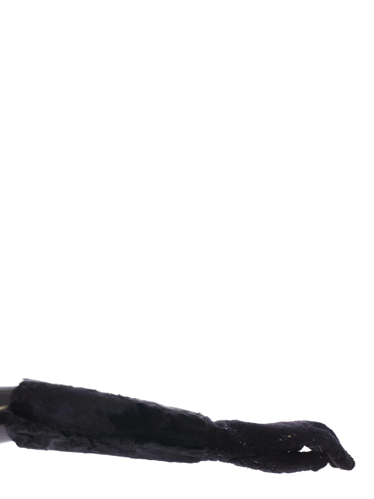 Black Lace Wool Lambskin Fur Elbow Gloves alternative