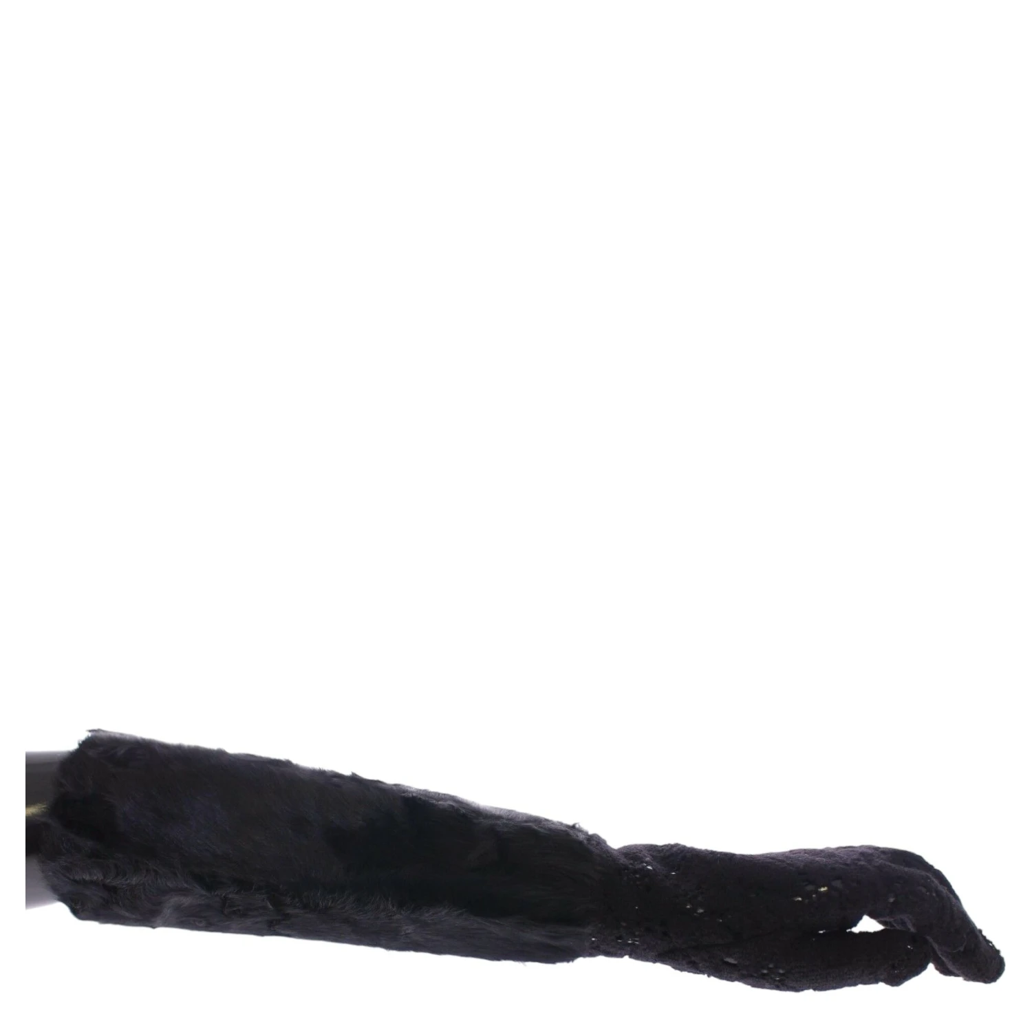 Black Lace Wool Lambskin Fur Elbow Gloves