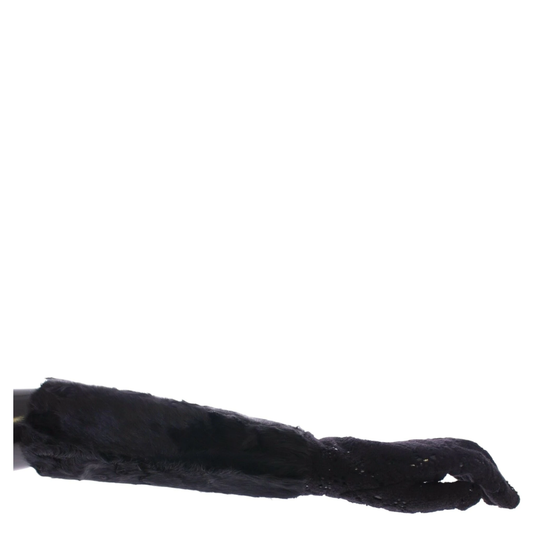 Black Lace Wool Lambskin Fur Elbow Gloves