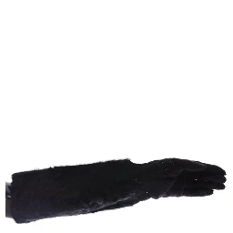 Black Lace Wool Lambskin Fur Elbow Gloves