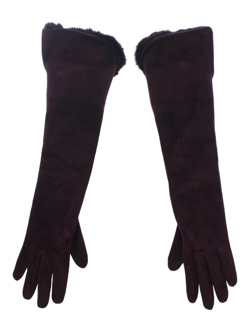 Purple Mink Fur Goatskin Suede Leather Gloves