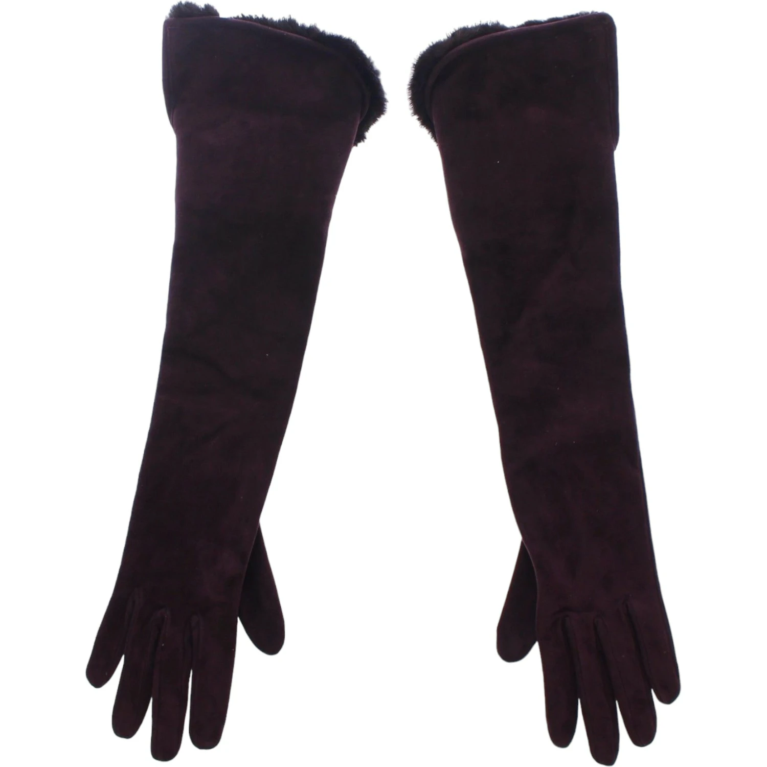 Purple Mink Fur Goatskin Suede Leather Gloves