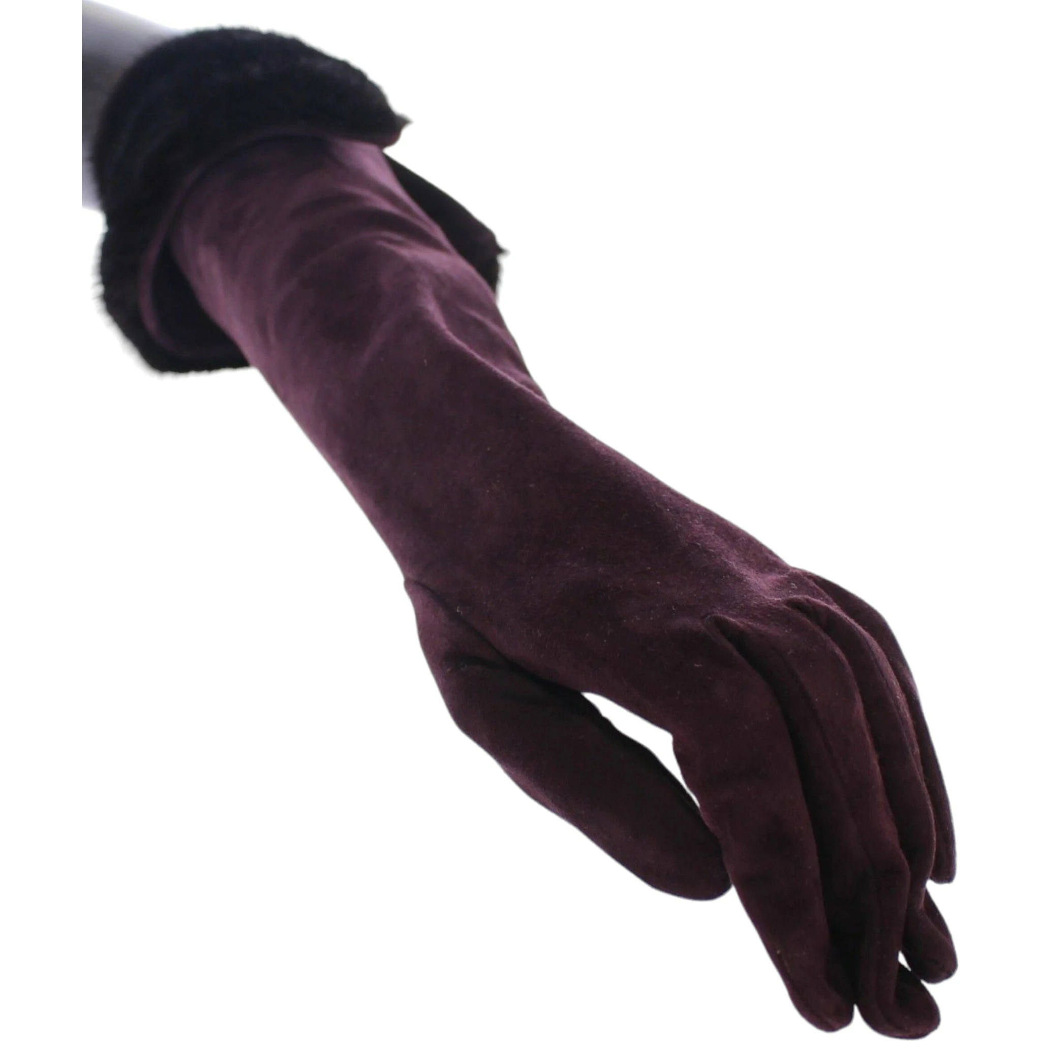 Purple Mink Fur Goatskin Suede Leather Gloves