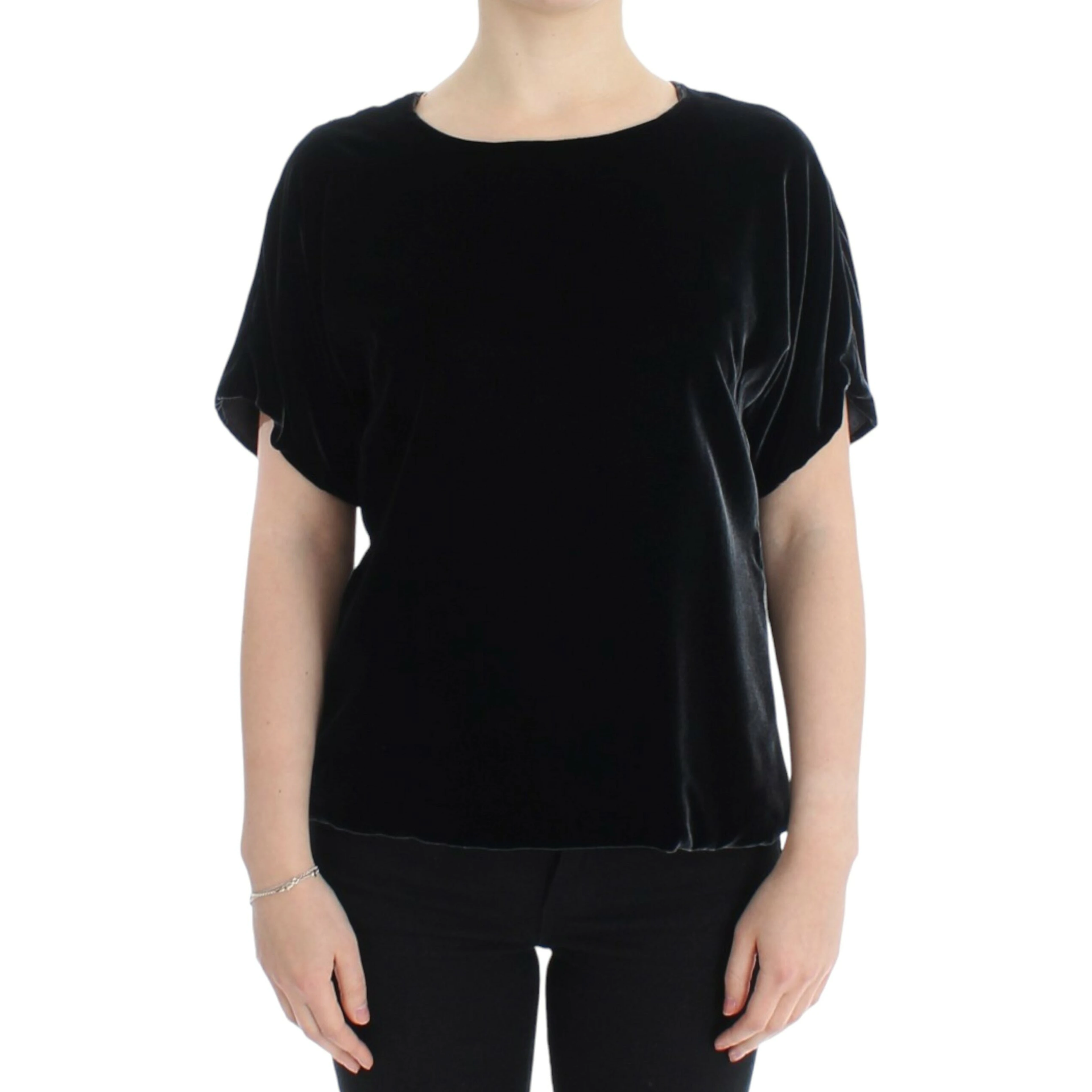Black velvet shortsleeved blouse