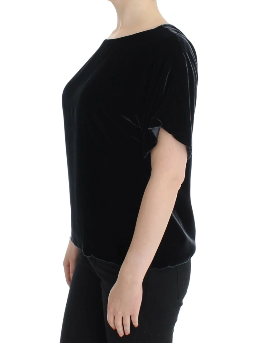 Black velvet shortsleeved blouse