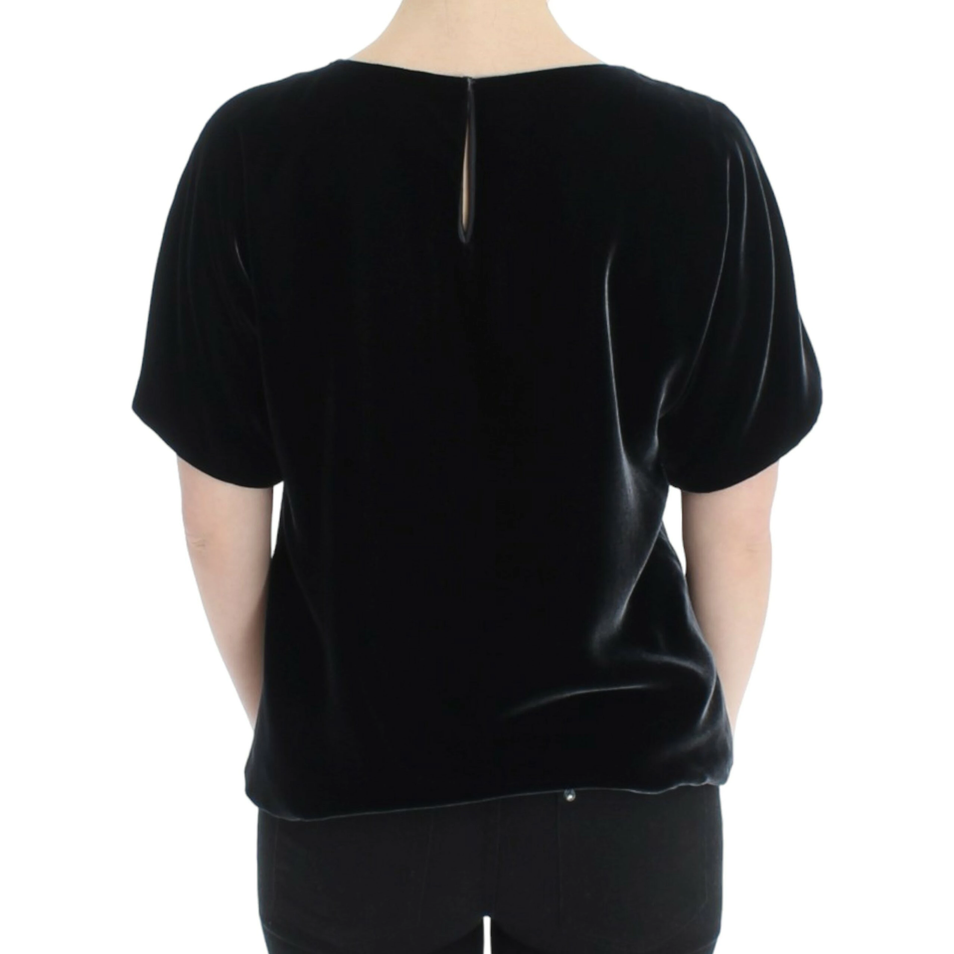 Black velvet shortsleeved blouse