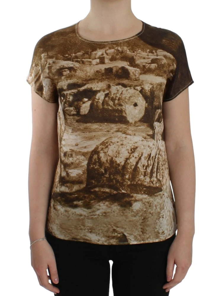 Brown Taormina silk blouse