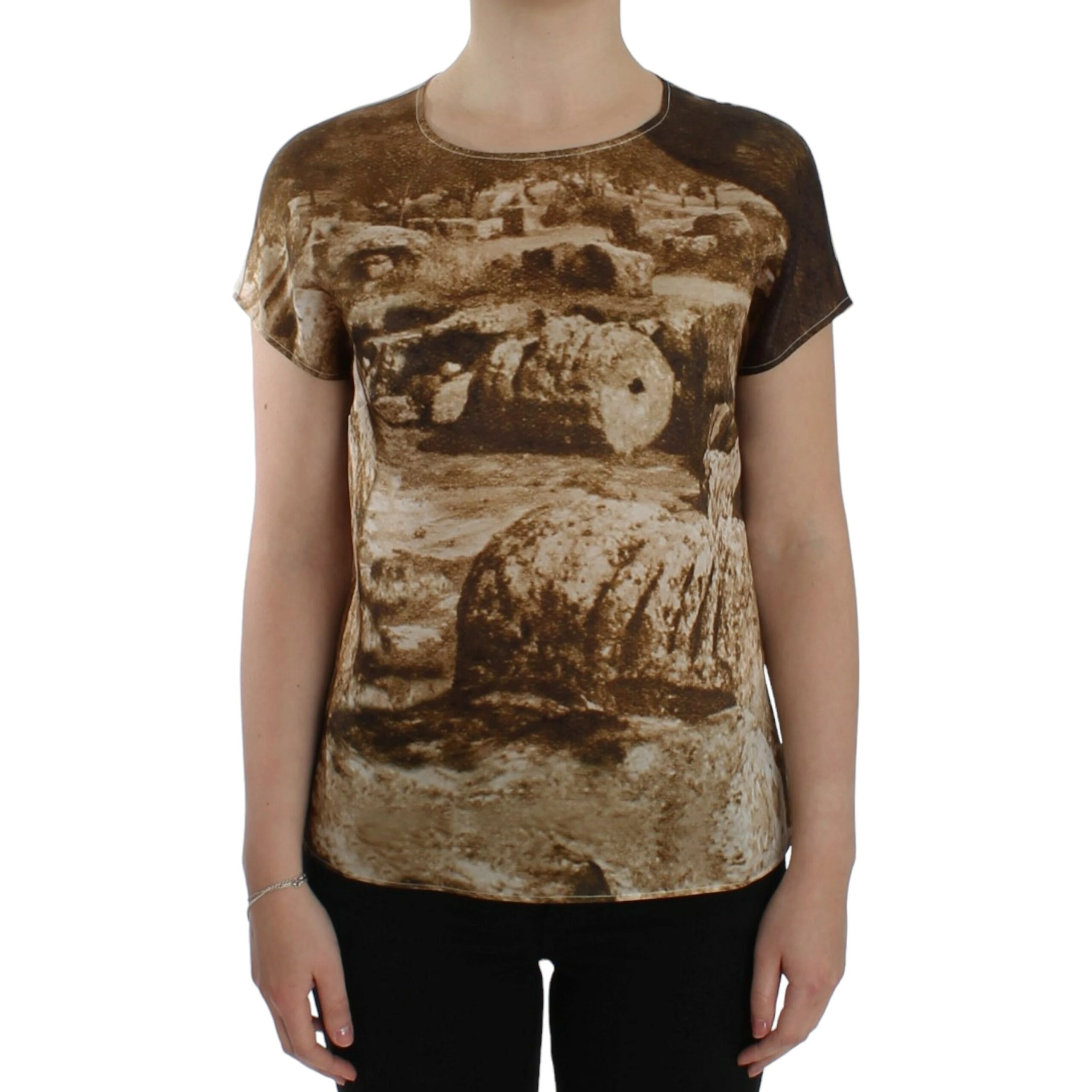 Brown Taormina silk blouse