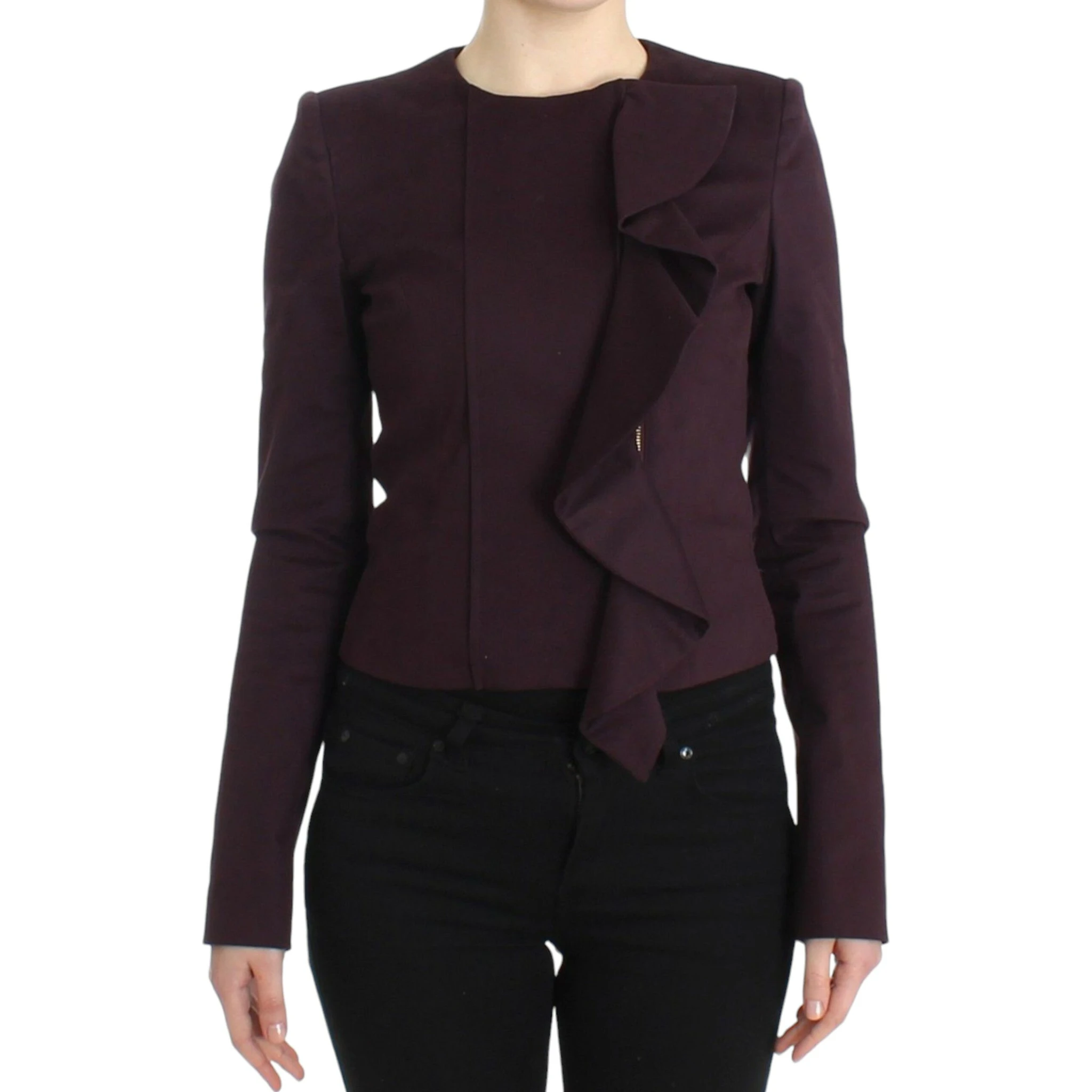 Purple Ruched Jacket Coat Blazer Short