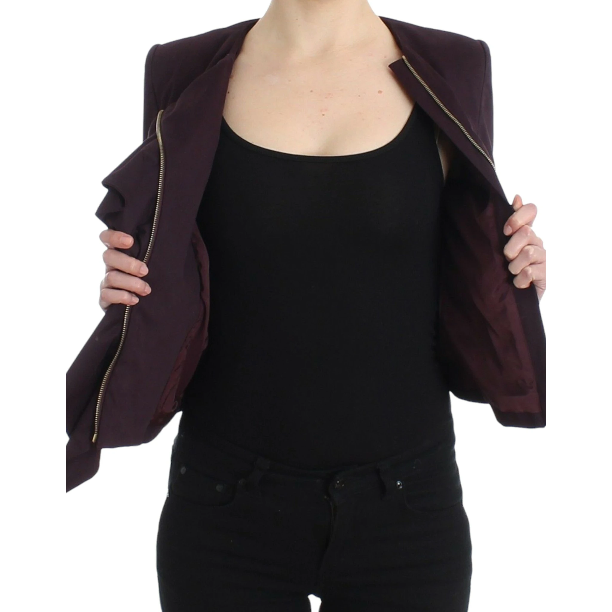Purple Ruched Jacket Coat Blazer Short