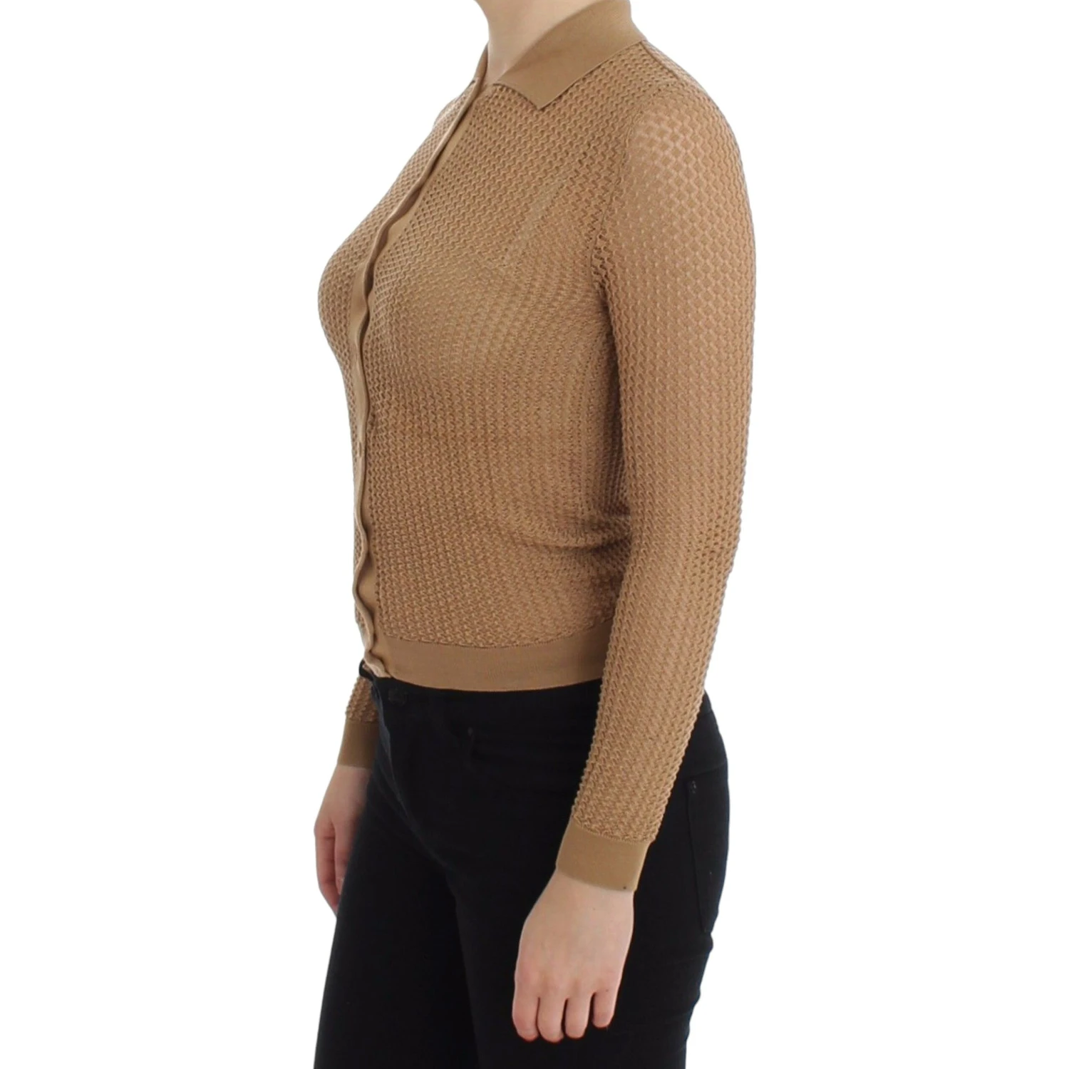 Knitted cotton polo cardigan sweater