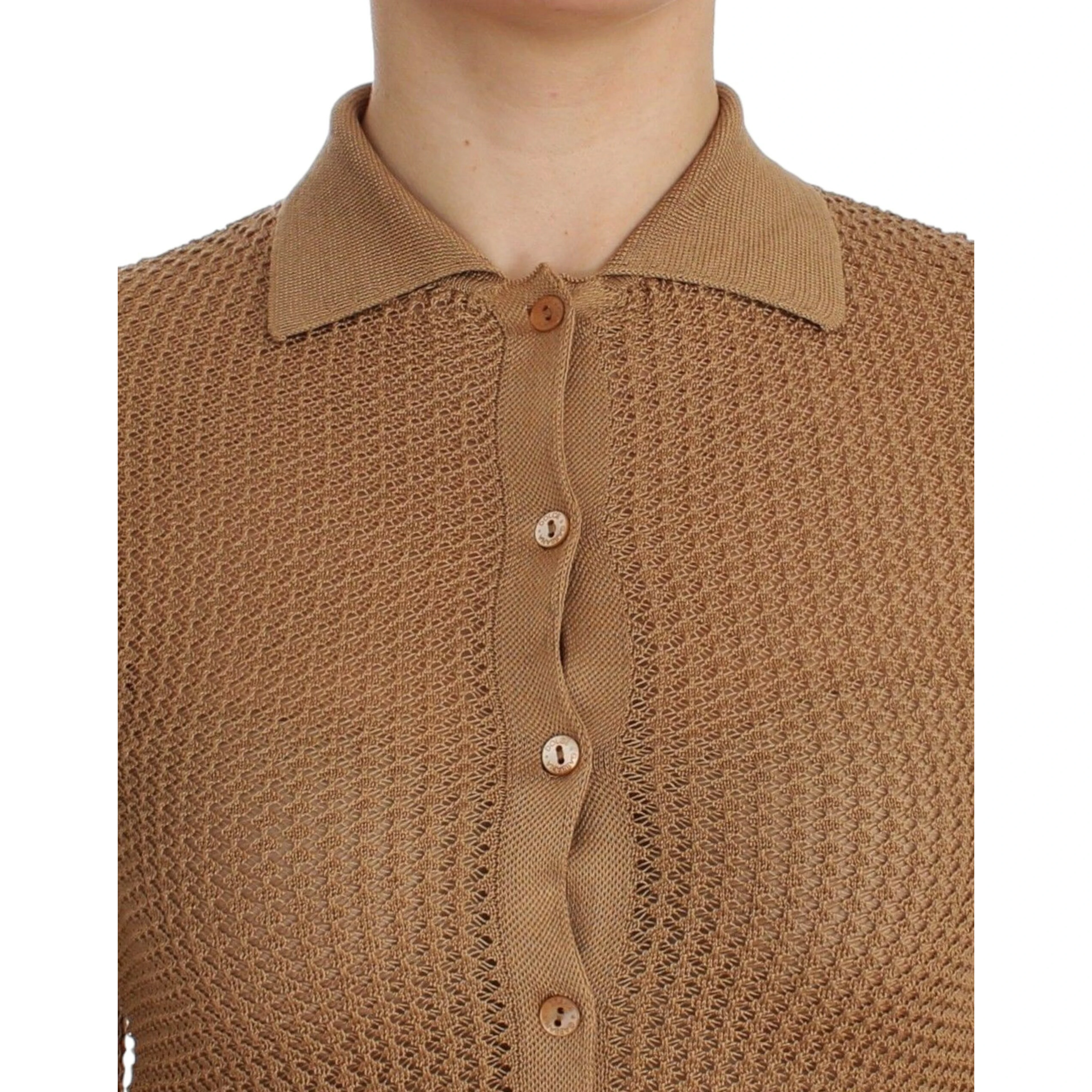 Knitted cotton polo cardigan sweater