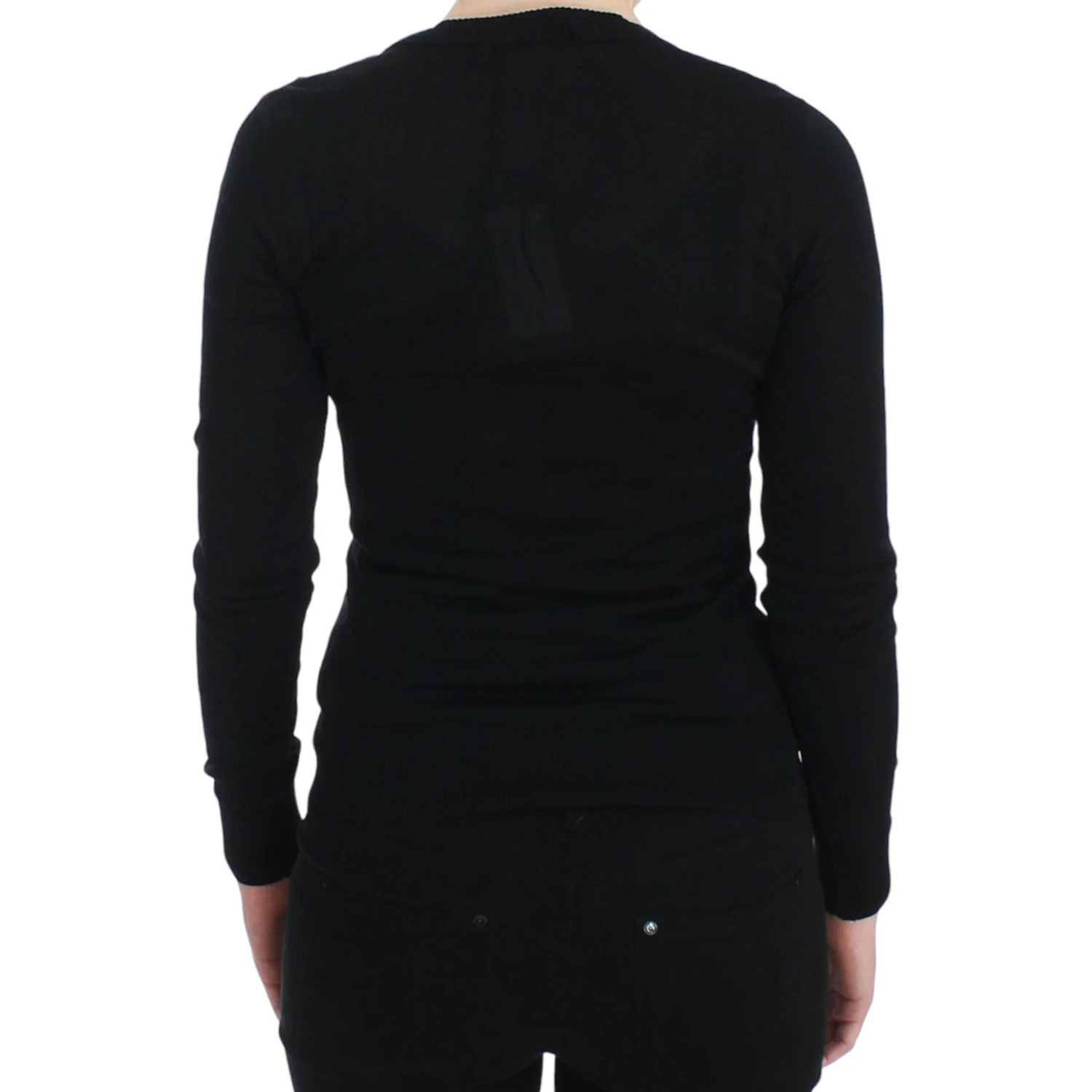 Black cashmere crewneck sweater pullover