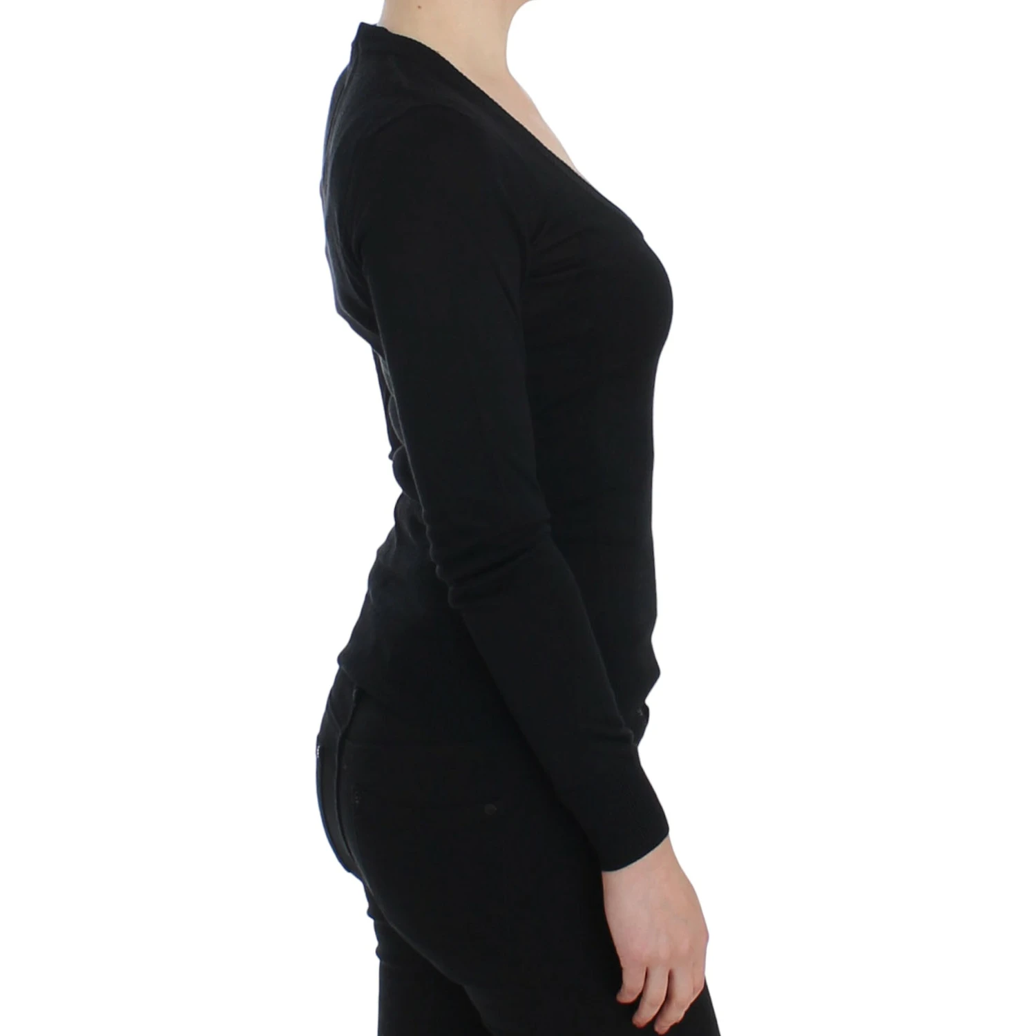 Black cashmere crewneck sweater pullover