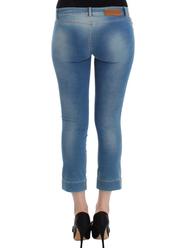 Women Beachwear Jeans Capri Cropped Pants In Blue alternative