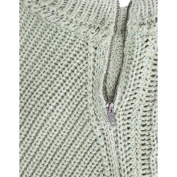 Women Cropped Knit Sweater In Green