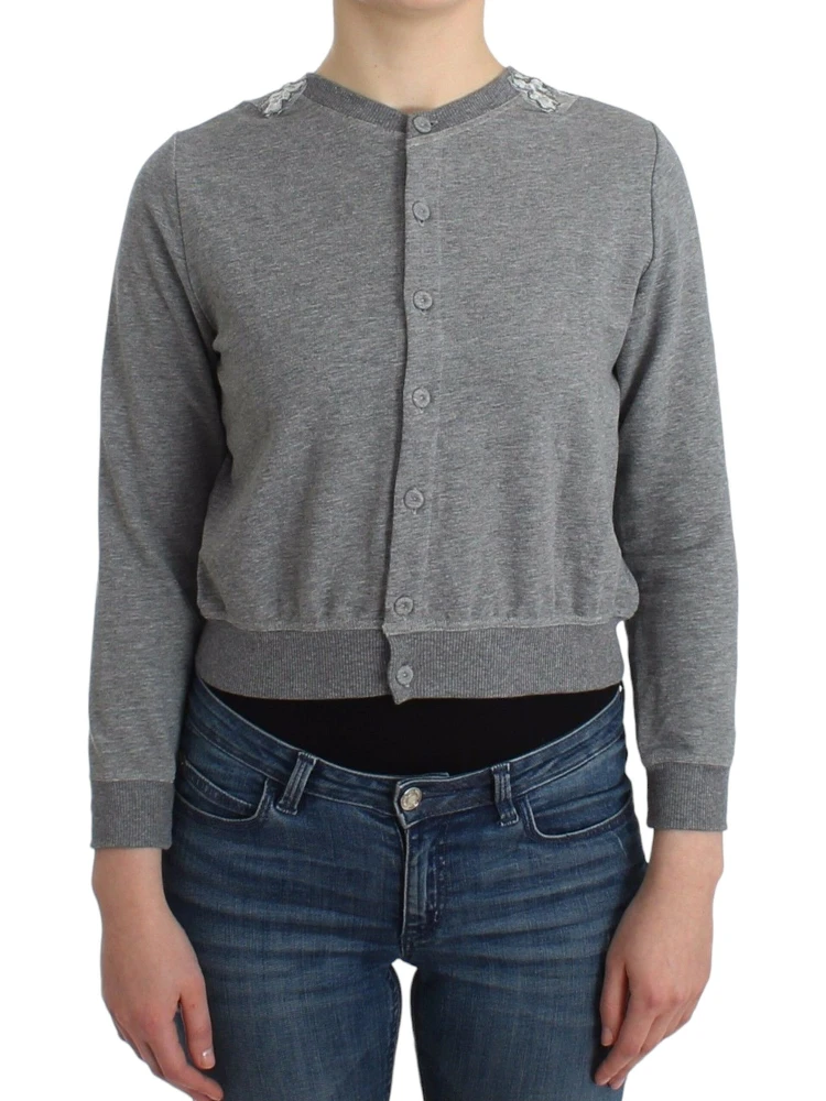 Lingerie Gray Lace Sweater Cardigan Top