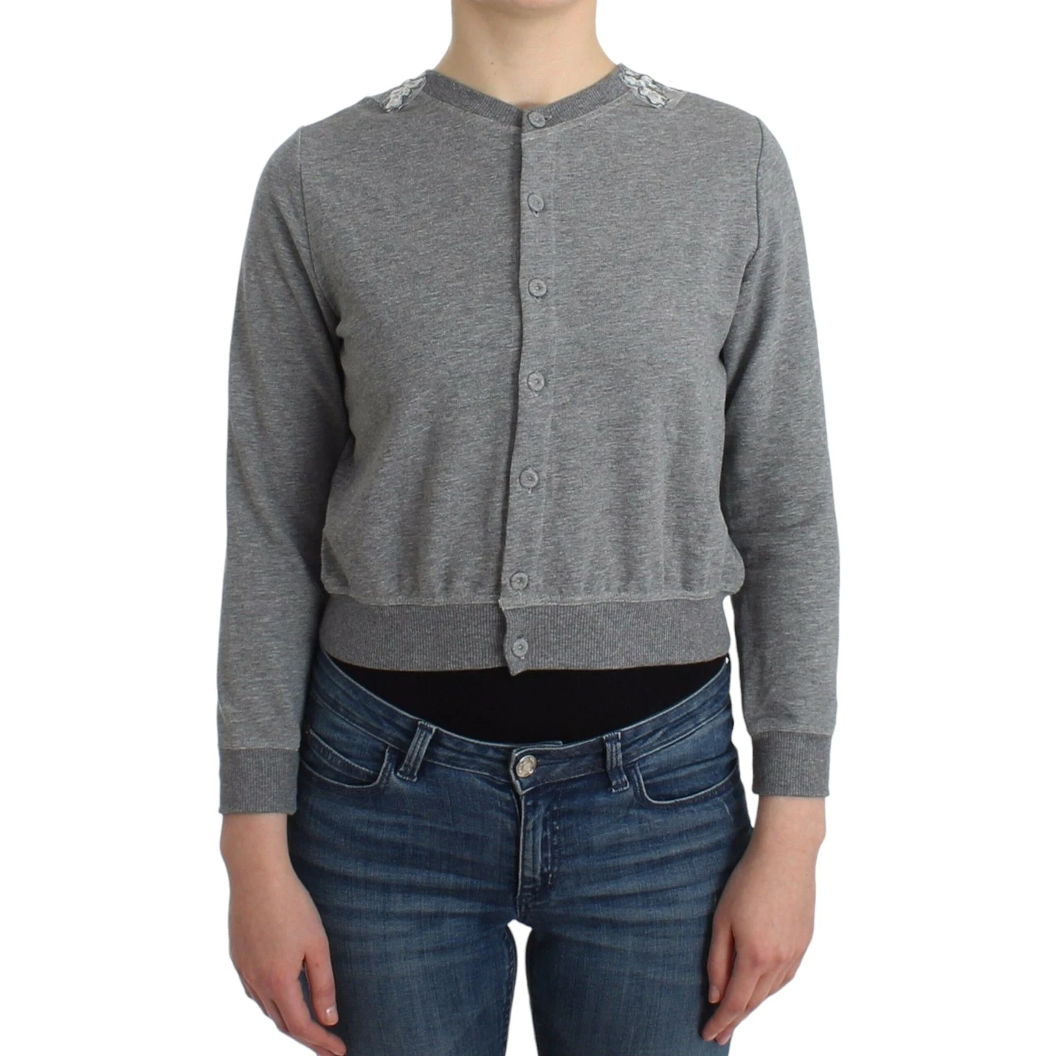 Lingerie Gray Lace Sweater Cardigan Top