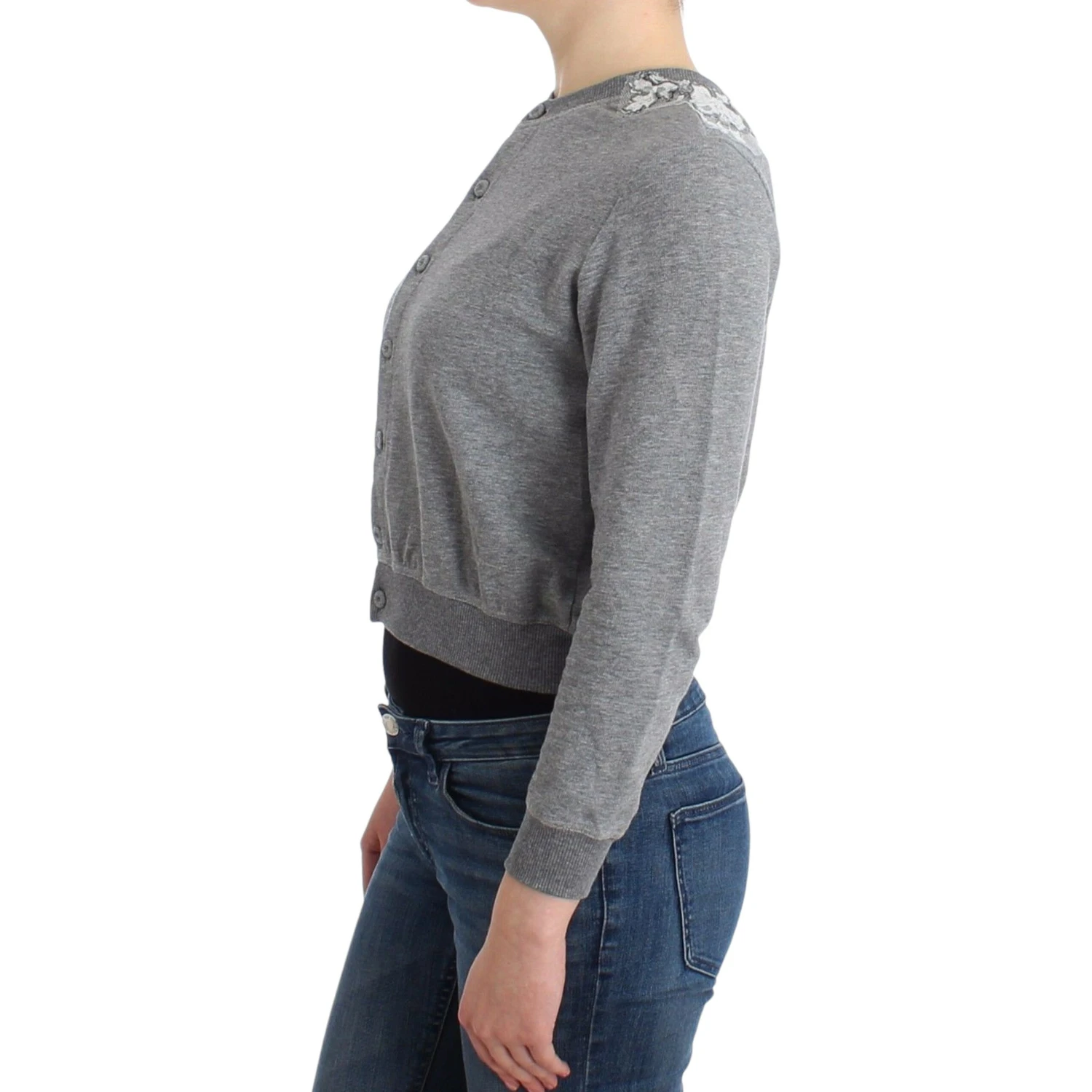 Lingerie Gray Lace Sweater Cardigan Top