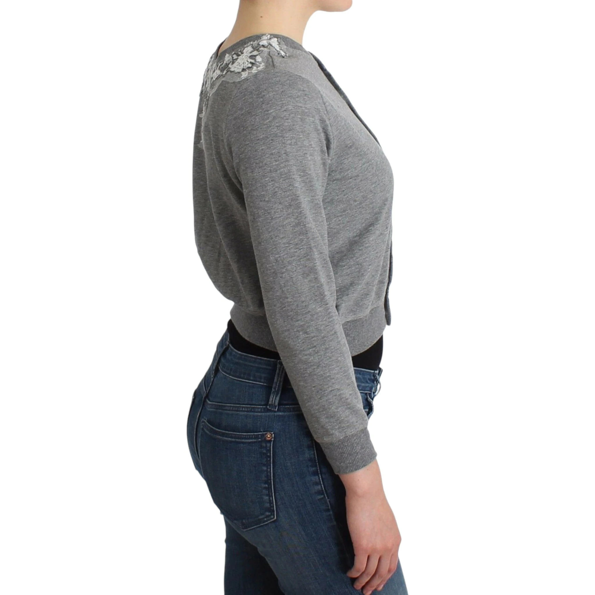 Lingerie Gray Lace Sweater Cardigan Top