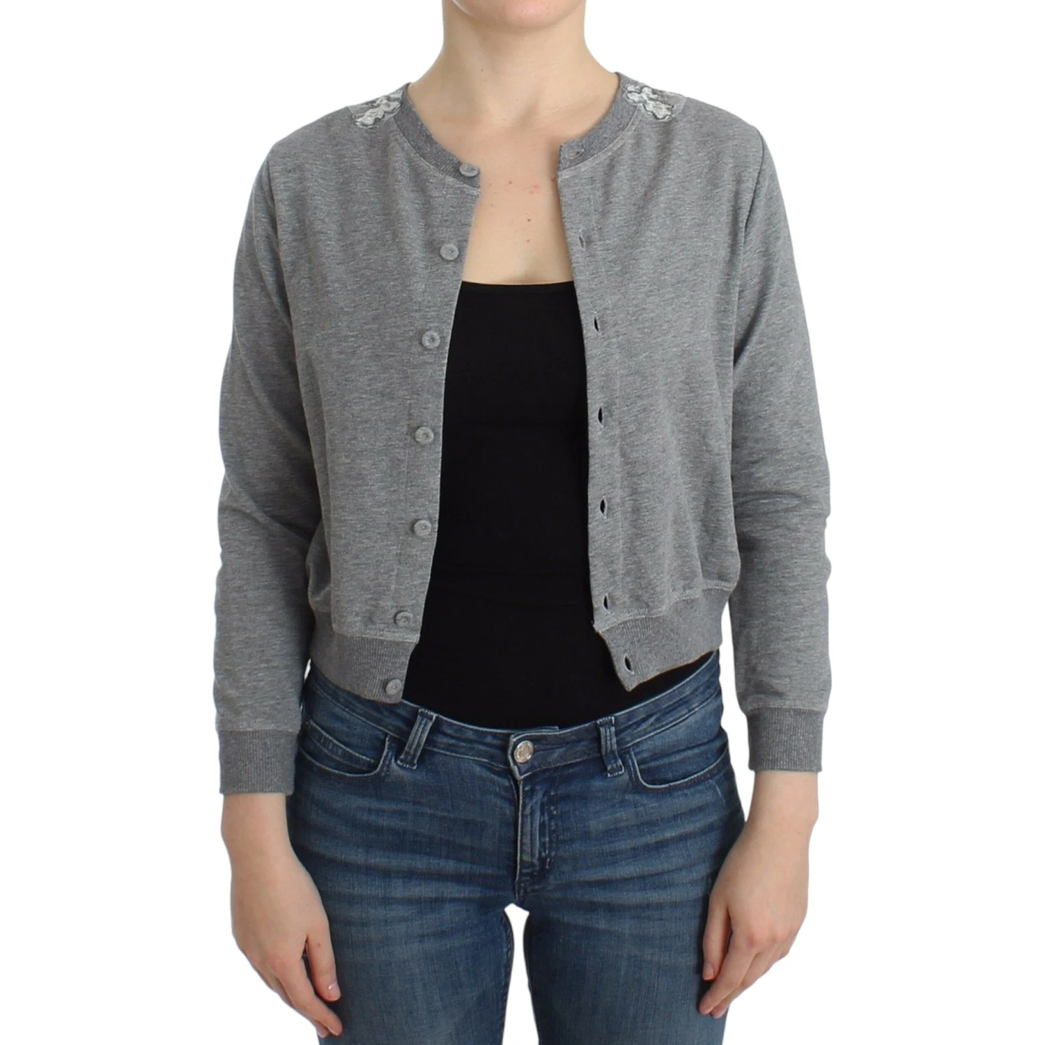 Lingerie Gray Lace Sweater Cardigan Top