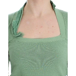 Women Wool Blend Striped Long Sleeve Sweater In Green