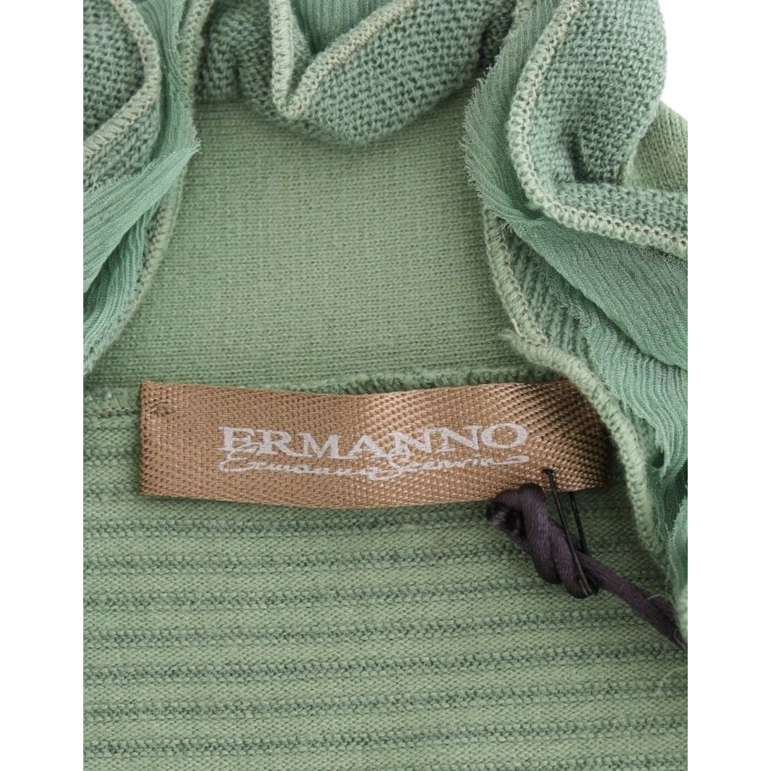 Women Wool Blend Striped Long Sleeve Sweater In Green