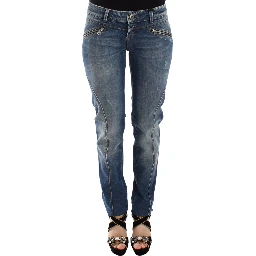 Blue Slim Jeans Denim Pants Straight Stretch