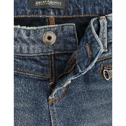 Blue Slim Jeans Denim Pants Straight Stretch