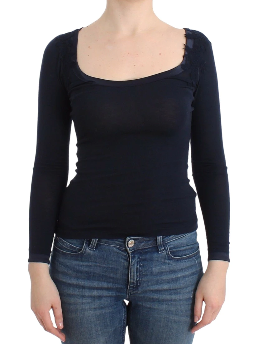 Lingerie Blue Top Blouse Jumper Lace Rayon