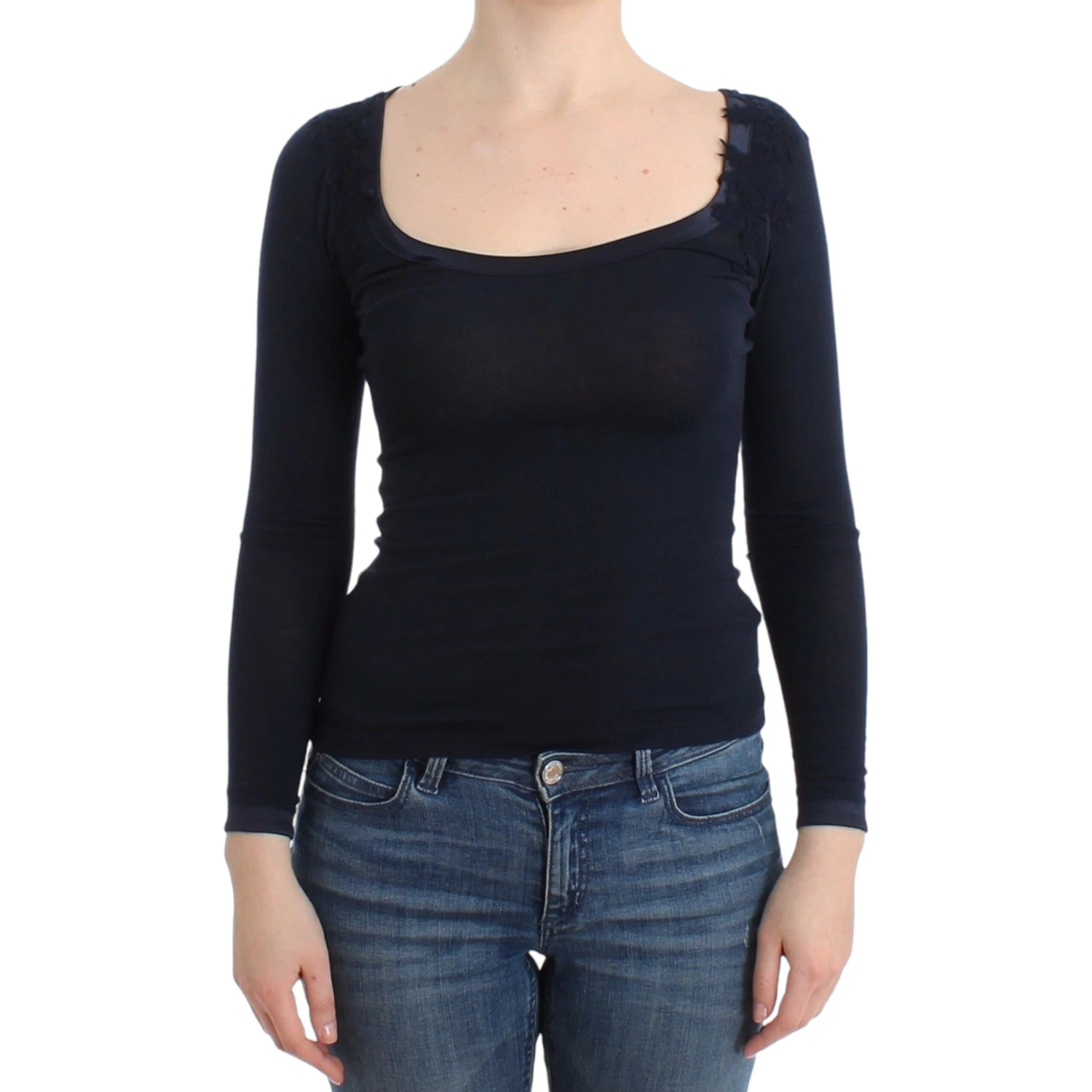 Lingerie Blue Top Blouse Jumper Lace Rayon