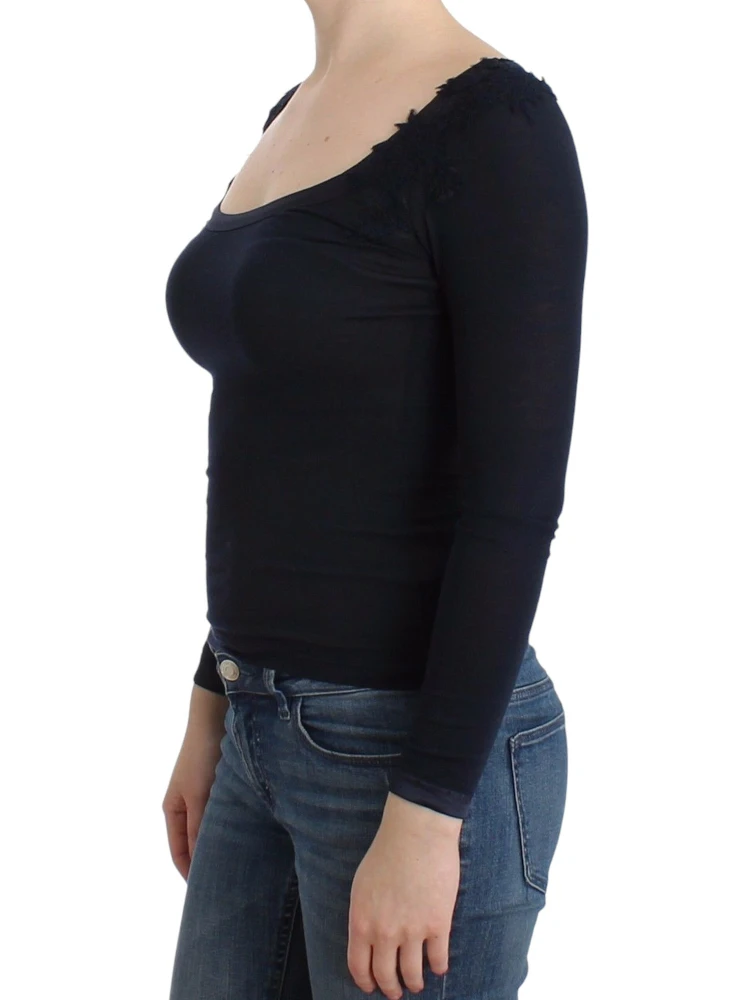 Lingerie Blue Top Blouse Jumper Lace Rayon alternative