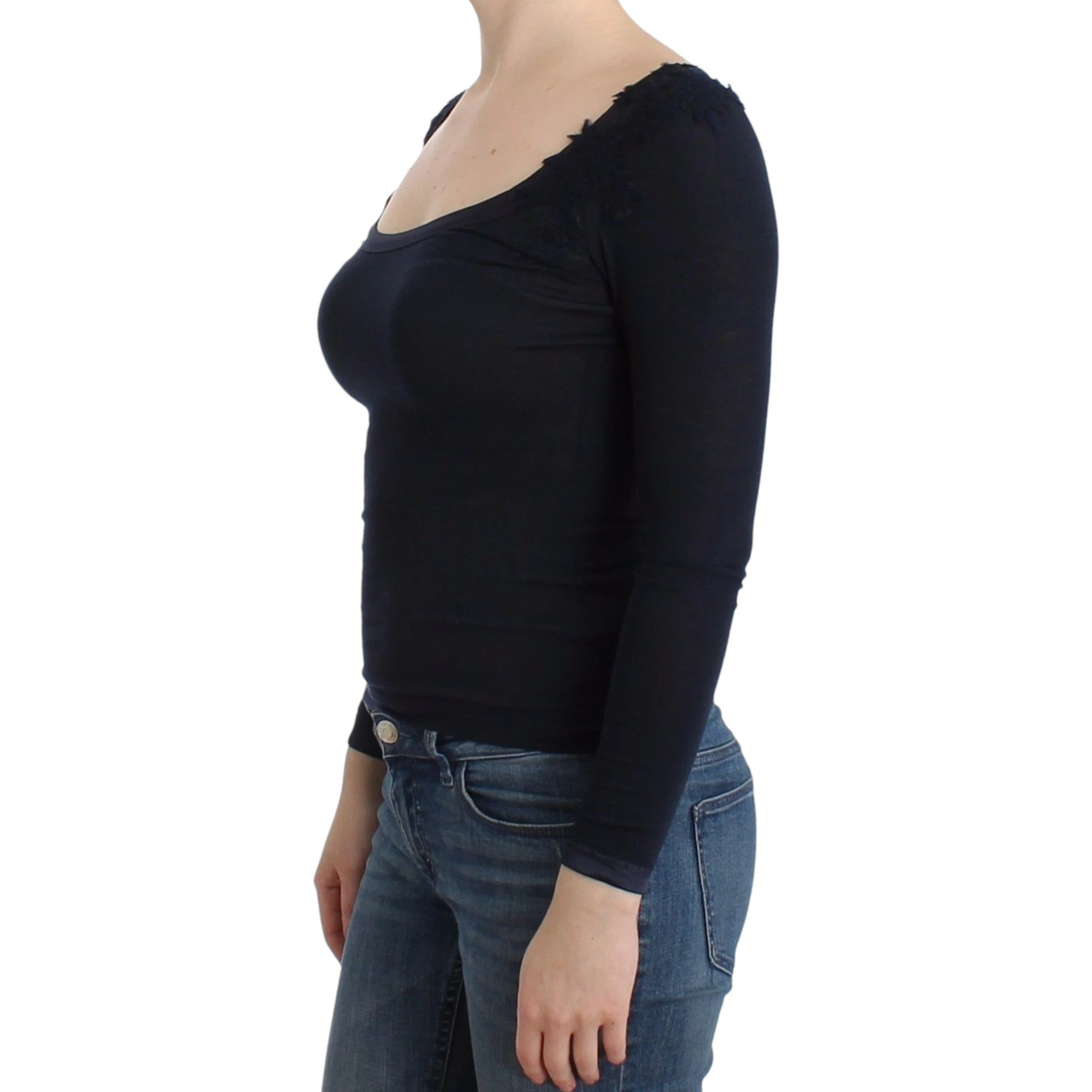 Lingerie Blue Top Blouse Jumper Lace Rayon