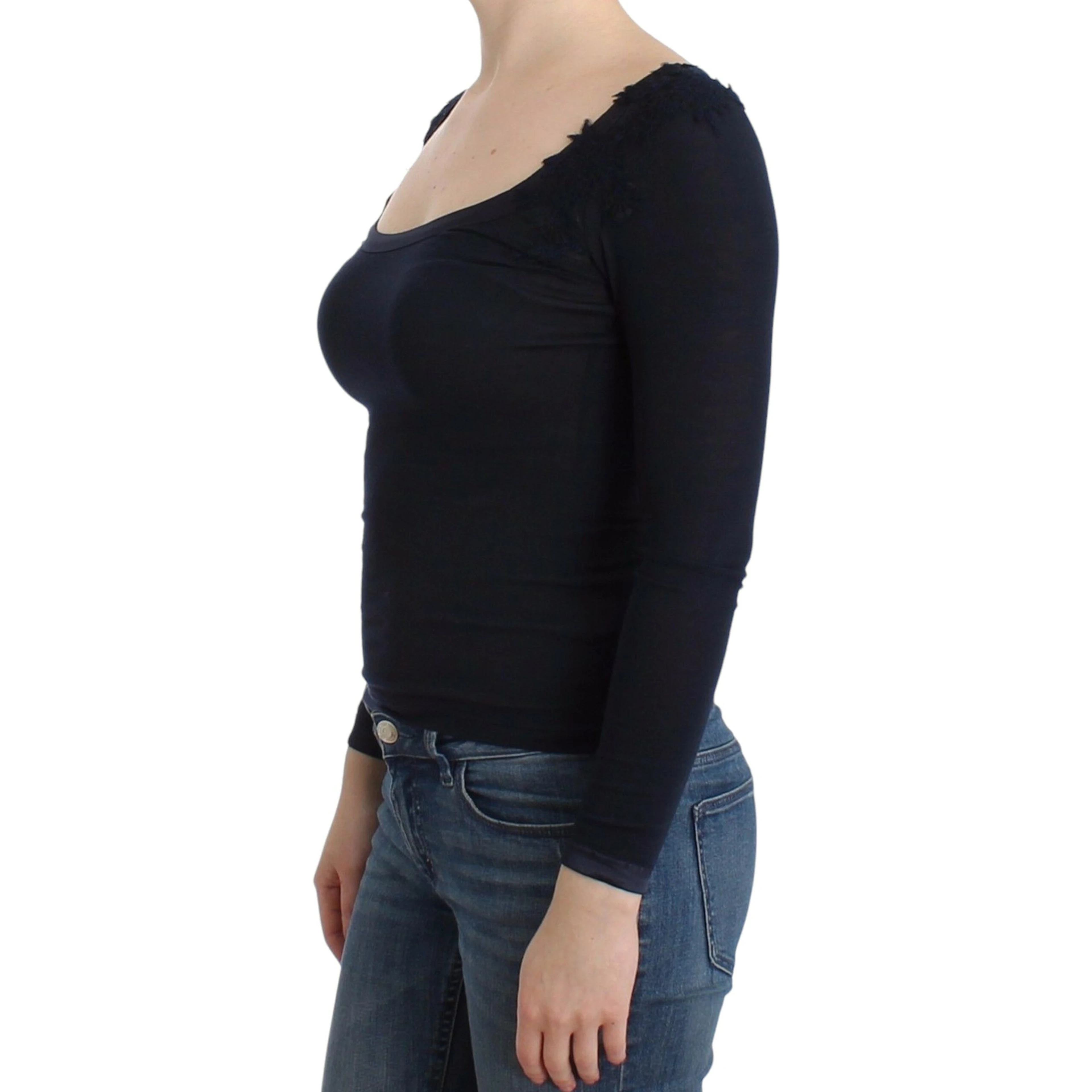 Lingerie Blue Top Blouse Jumper Lace Rayon