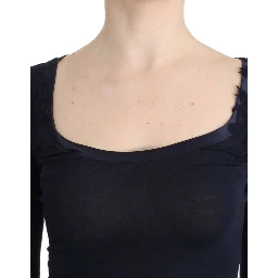 Lingerie Blue Top Blouse Jumper Lace Rayon