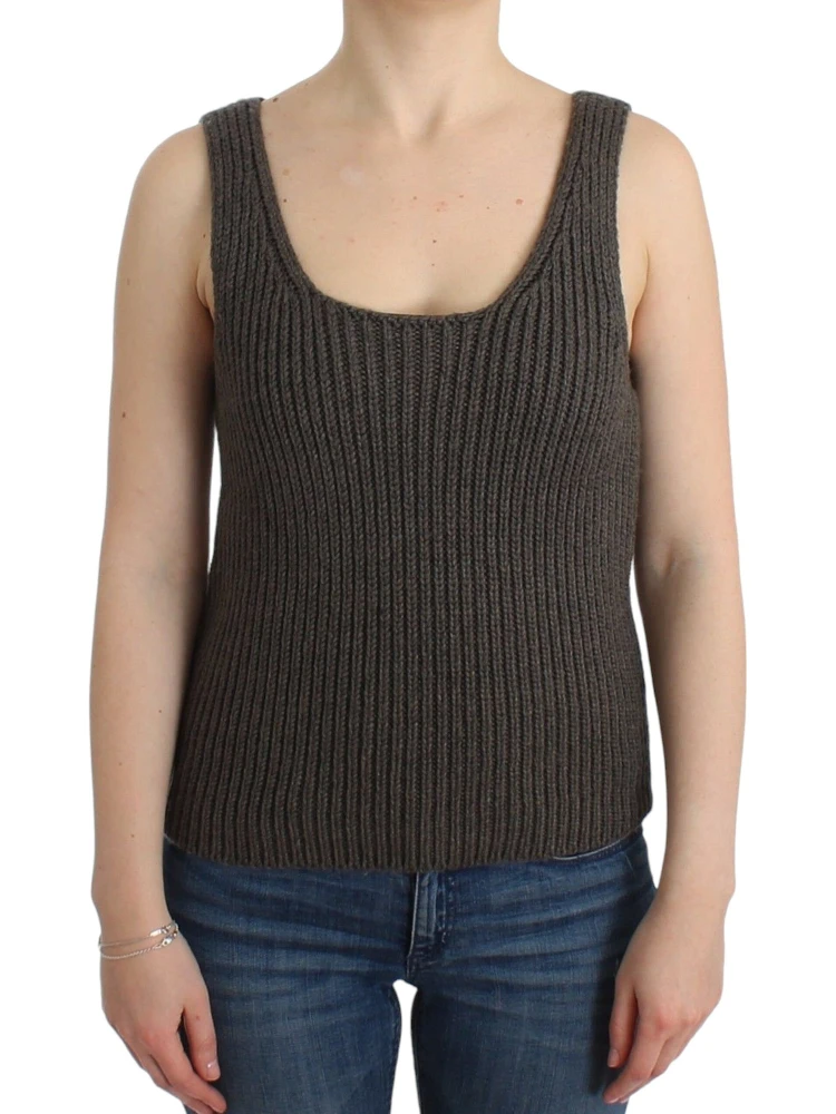 Gray Knit Top Knitted Sweater Merino Wool