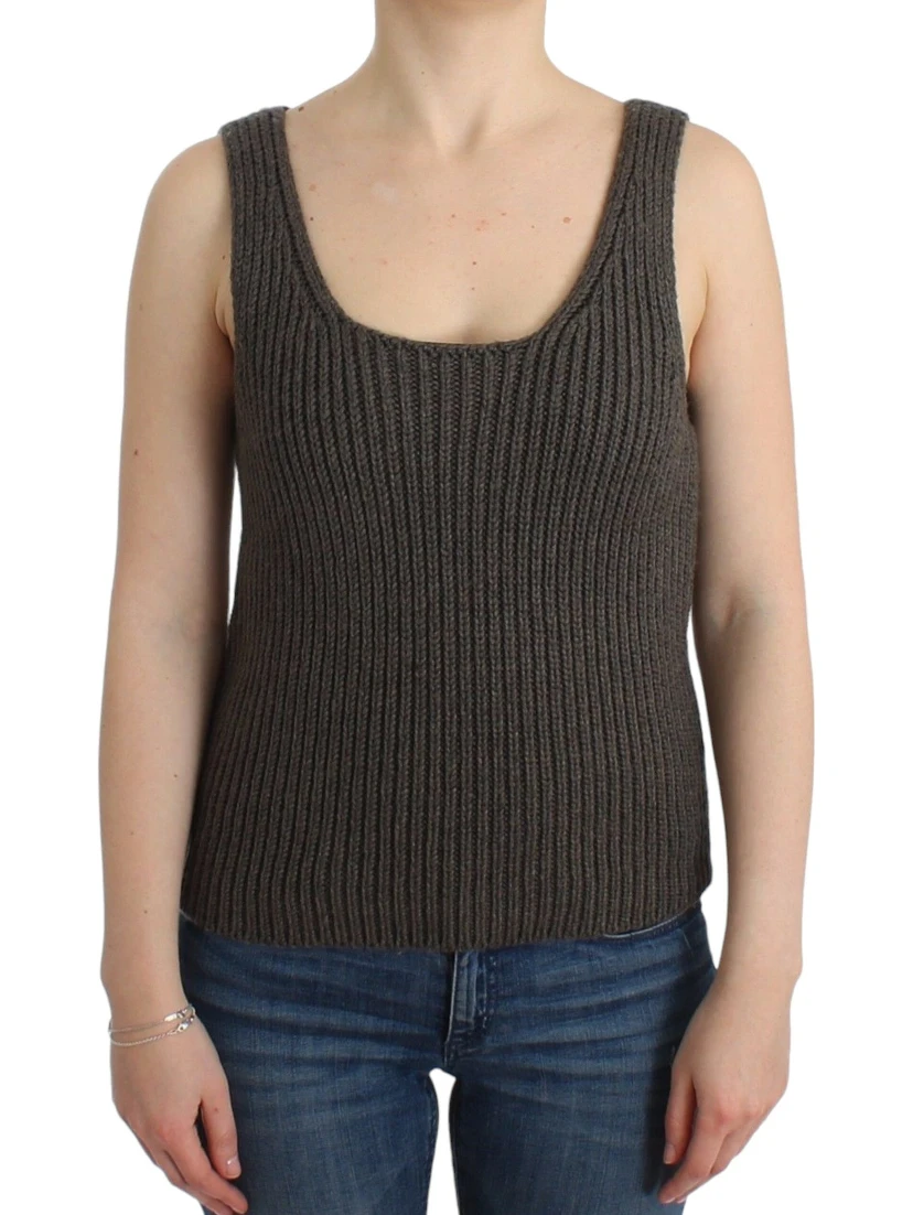 Gray Knit Top Knitted Sweater Merino Wool