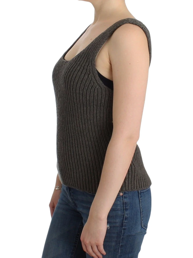 Gray Knit Top Knitted Sweater Merino Wool alternative