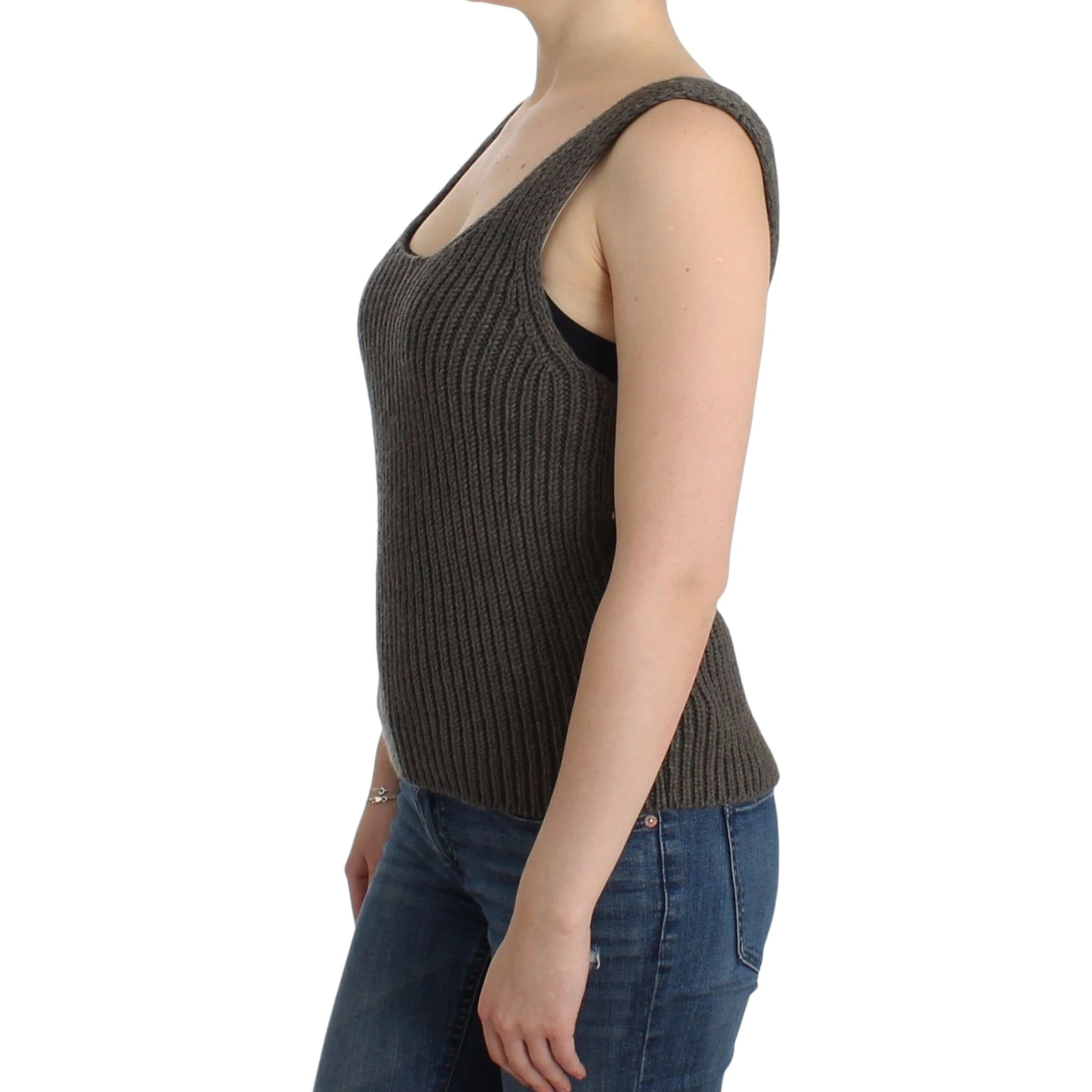 Gray Knit Top Knitted Sweater Merino Wool